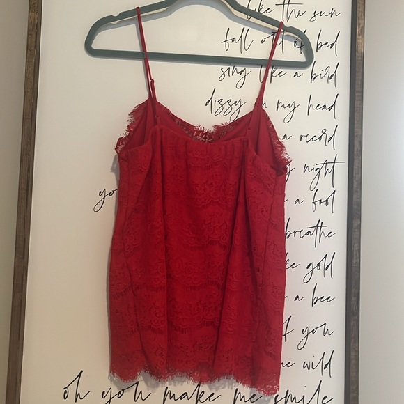 NWT Monteau Los Angeles Red Thin Adjustable Strap Lace Tank Sz XL - Picture 4 of 5